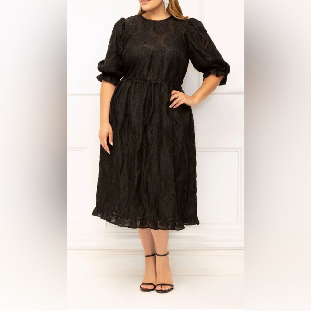 Eloquii Black Midi Dress with Timeless Elegance